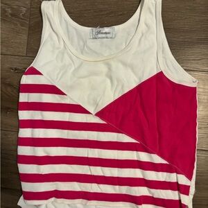 H&M Women's Red and White Geometric Striped Tank Top